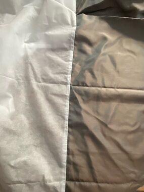 Reversible Two-Tone brown/teal iridescent bed skirt other side is just teal